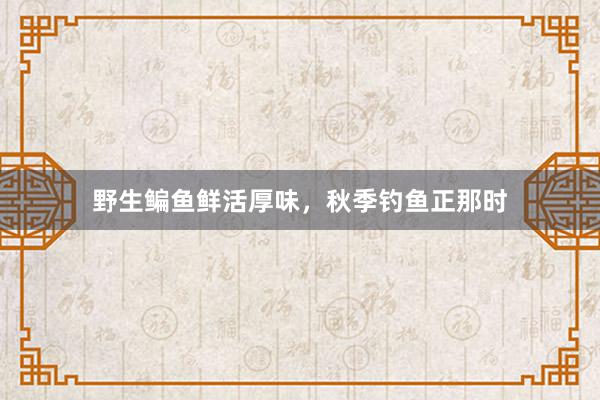 野生鳊鱼鲜活厚味，秋季钓鱼正那时